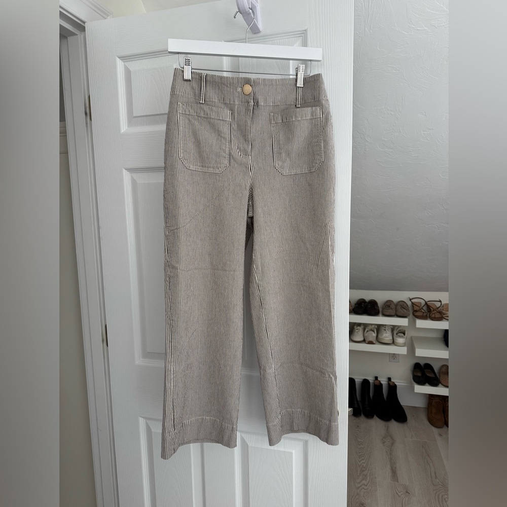 NWOT Calypso St Barth brown and white pinstripe pants size 2